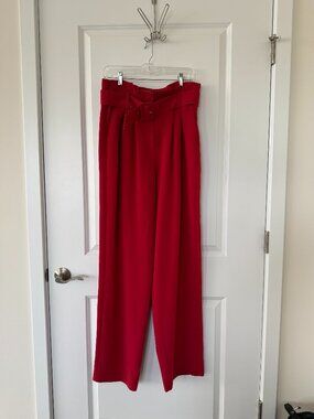 NWT cinq a sept Women's Pants Kade Paperbag-waist Crepe Trousers Red